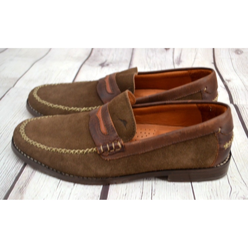 TOMMY BAHAMA Men's Finlay Penny Loafer‎ - Suede Leather SIZE 7 Olive Green Brown